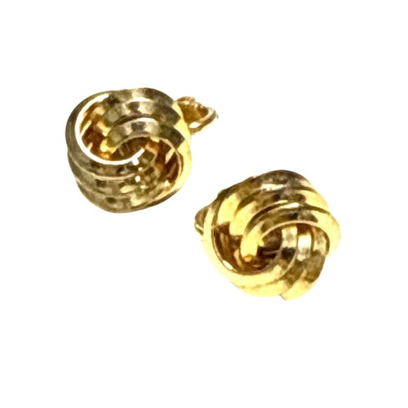 Vintage Gold Knot Clip On Earrings Textured Round Classic Jewelry - Picture 6 of 7